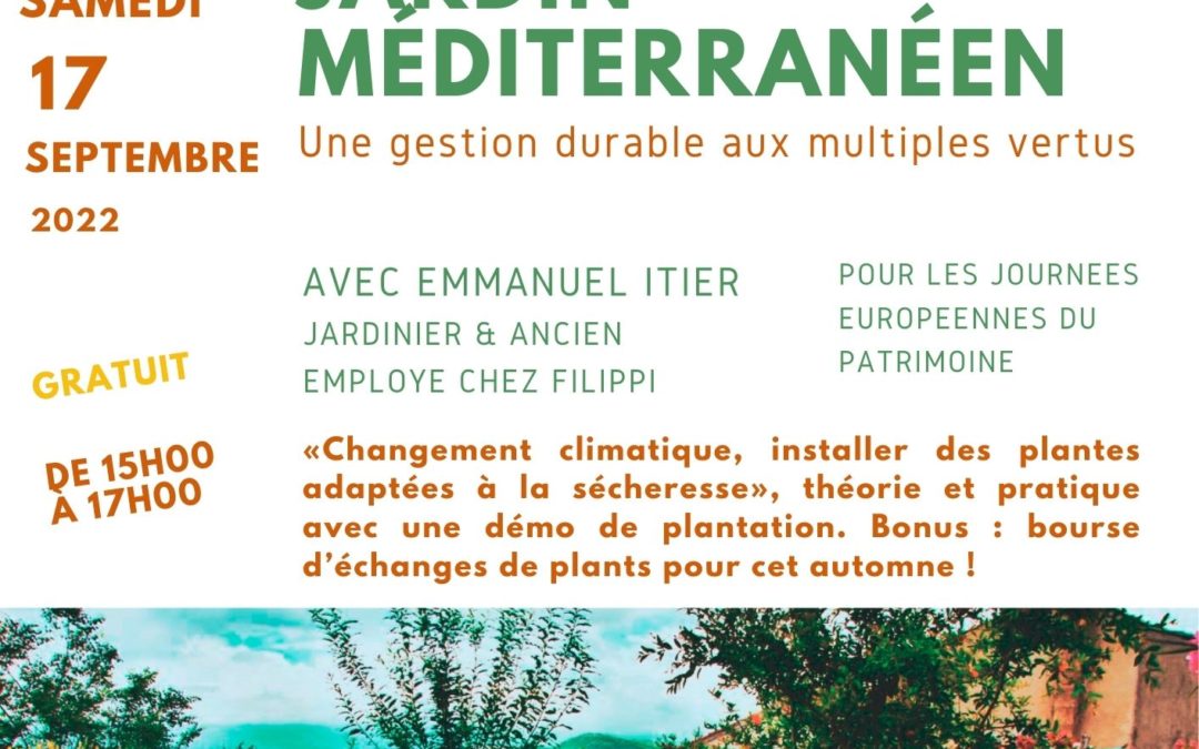17/09 : Atelier “Jardin méditerranéen, une gestion durable aux multiples vertus”